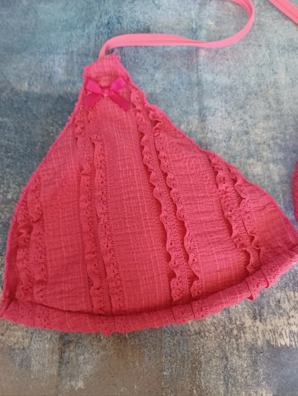 Seamoly Women's Pink Ruffle Triangle Bikini Set L - Picture 5 of 11